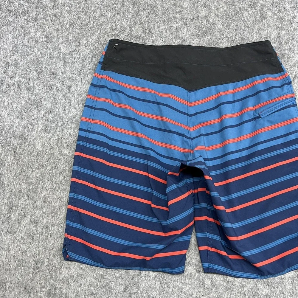 Patagonia Board Shorts Mens 30 Blue Stripe Drawstring Swim Trunks Quick Dry Surf